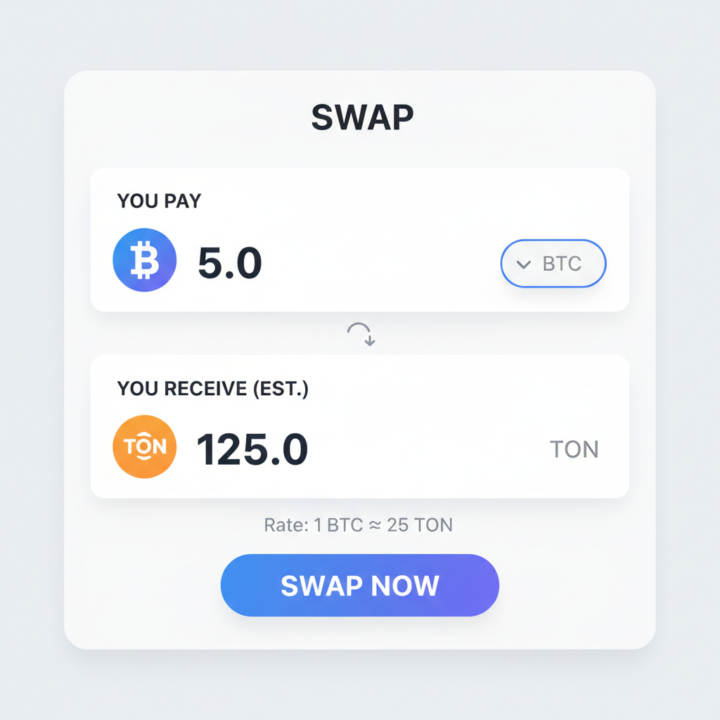 Tonkeeper swap interface with amount entry field and estimated TON output