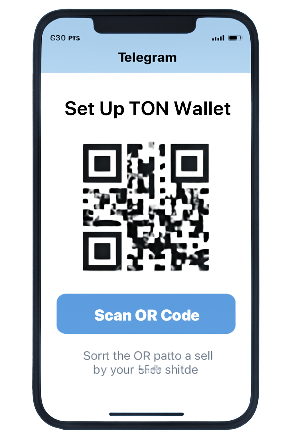 telegram app opening ton wallet setup screen with qr code