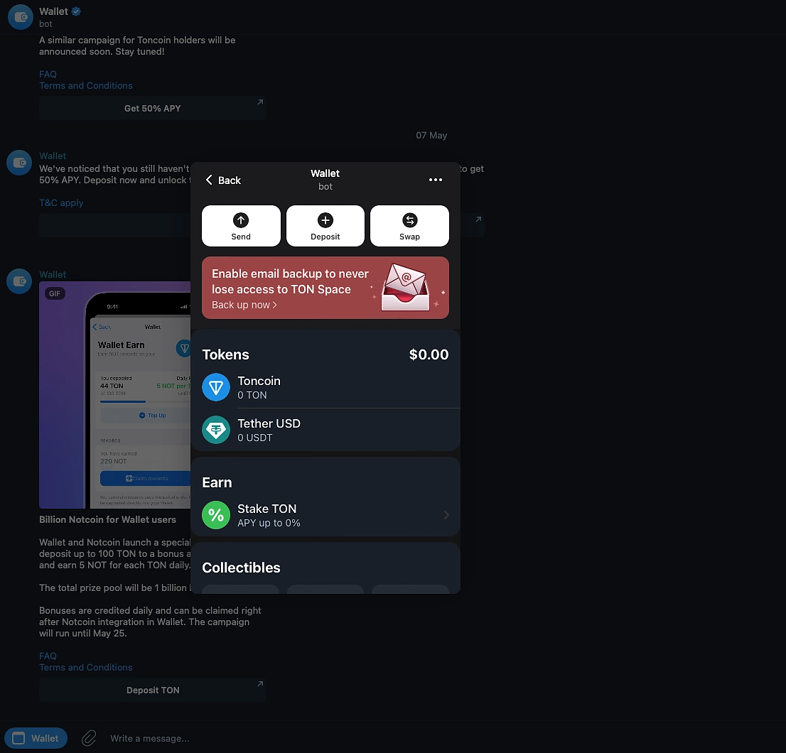 TON wallet security features in Telegram