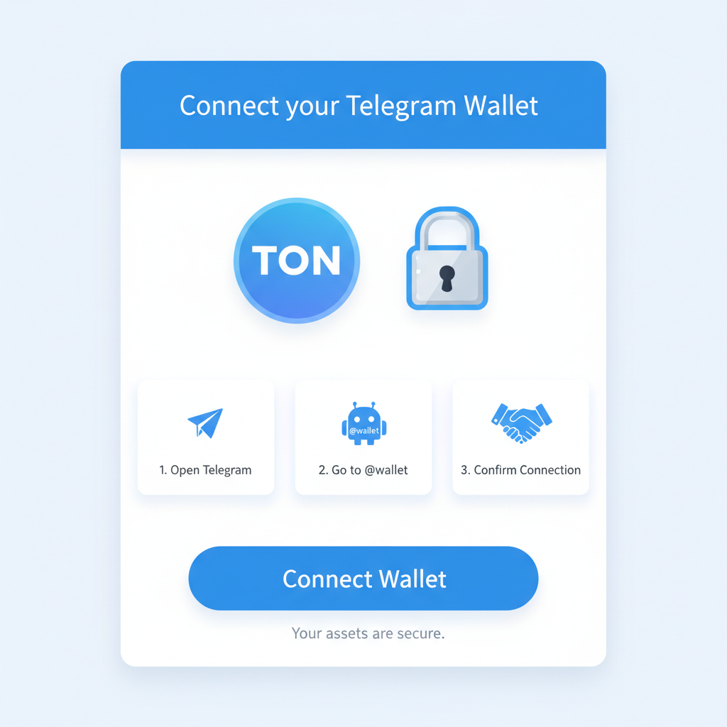 Telegram wallet connection screen in Tonso app, TON logo visible, secure lock icon