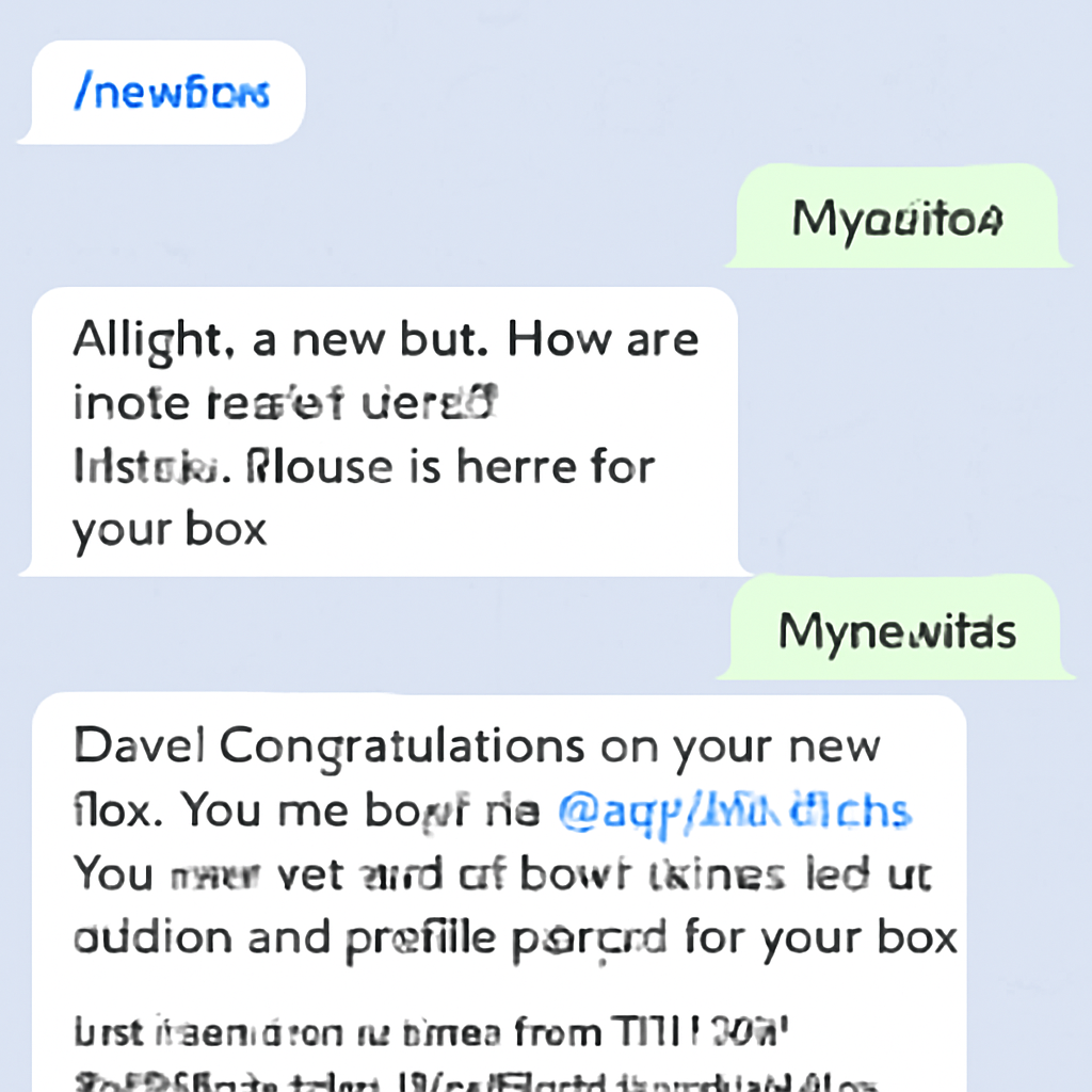 A screenshot of the BotFather chat in Telegram, showing the creation of a new bot and the API token being displayed.
