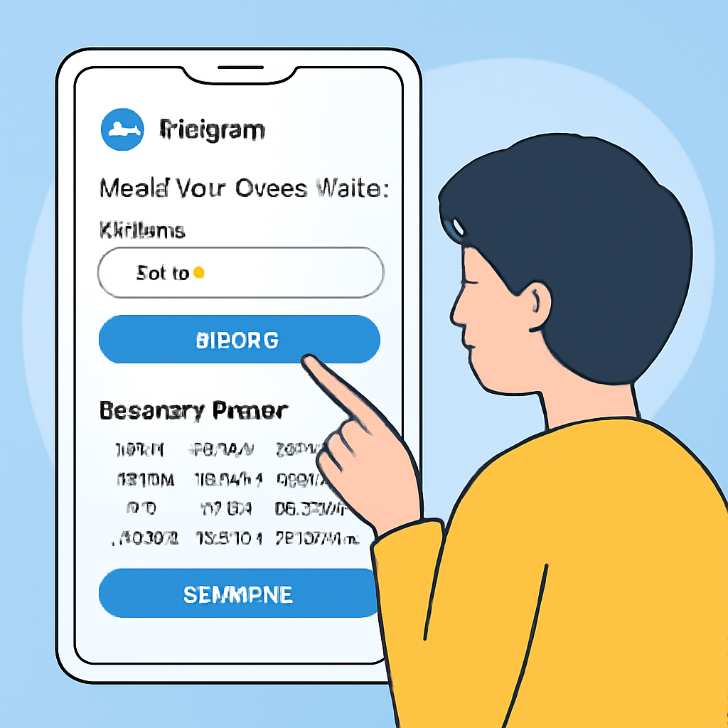 A user setting up a crypto wallet on Telegram, entering a password and viewing a recovery phrase, secure and user-friendly design.
